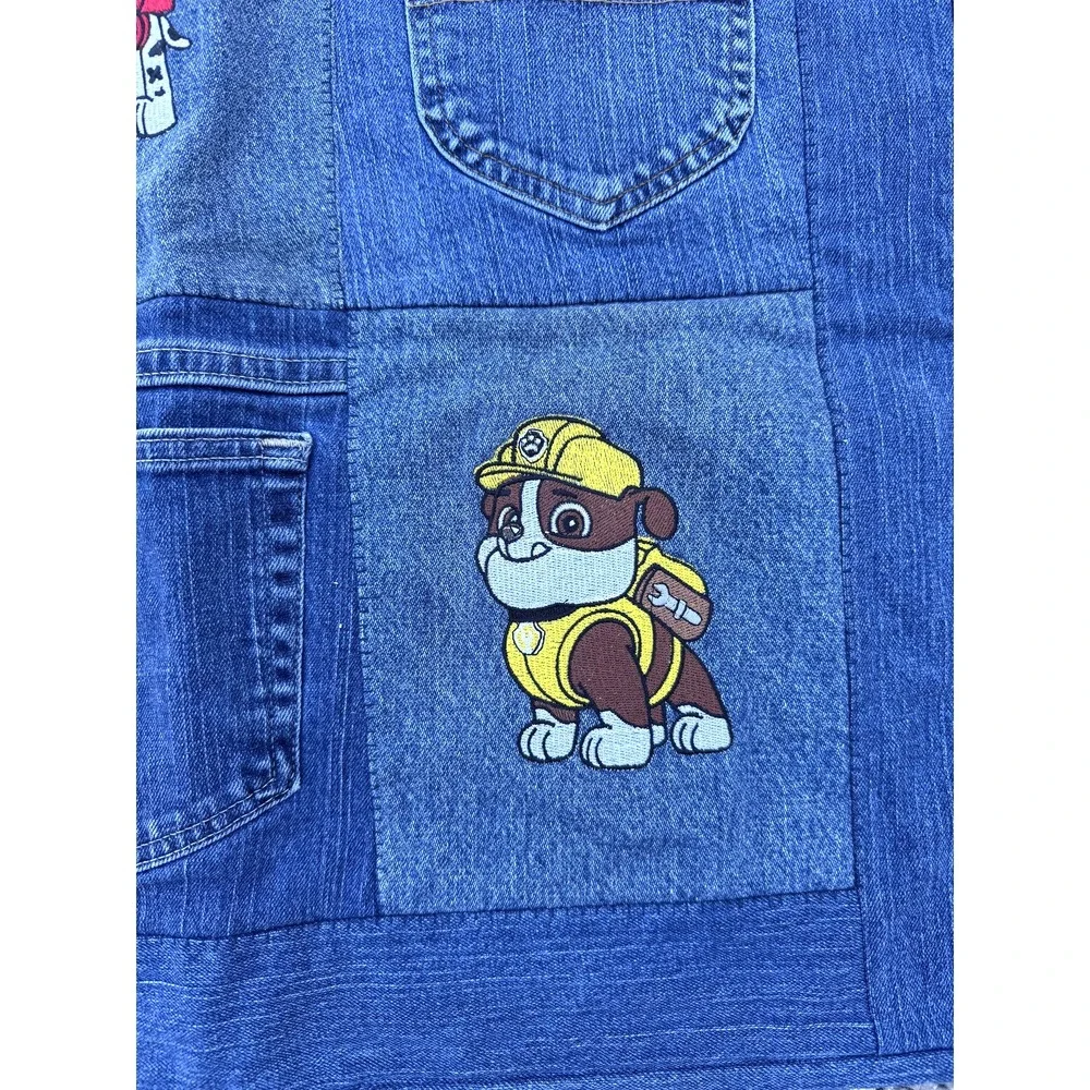Paw Patrol Denim Pocket‎ Quilt Wall Hanging Handmade Upcycled Jeans Fabric Kids